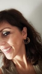 Helezonik Asimetrik Bronz Küpe