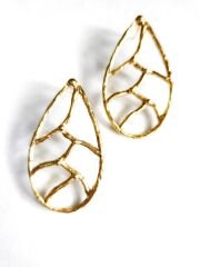 Stilize Yaprak Bronz  Küpe