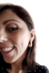 Çizgili Damla Bronz Küpe