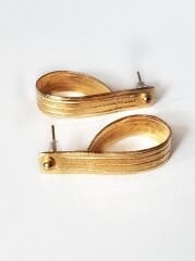 Çizgili Damla Bronz Küpe