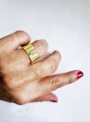 Yeşil Mineli Bant Yüzük