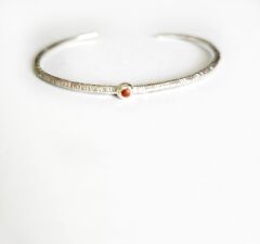 Mini Bordo Mineli İnce  Gümüş Bilezik