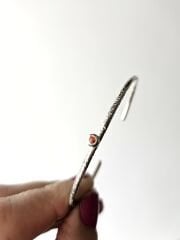 Mini Bordo Mineli İnce  Gümüş Bilezik