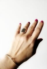 Mini Bordo Mineli İnce  Gümüş Bilezik