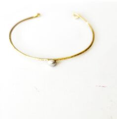 Gümüş Toplu Dokulu Tel Bilezik