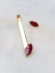 Asimetrik Bordo Mekik Küpe