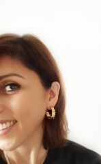 Noktalı Dalgalı Halka Küpe