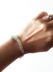 Dalgalı Yeşil Mineli Gümüş Bilezik