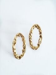 Dokulu Oval Bronz Küpe