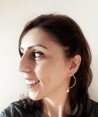 Oval Mineli Bronz Küpe