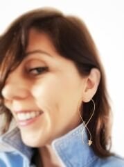 Üçgen Detaylı Sonsuzluk Tek Bronz Küpe