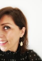 Asimetrik Damla Yuvarlak Gümüş-Bronz Küpe