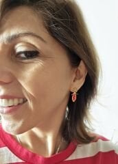 Kırmızı Mekik Bronz Küpe