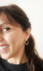 Sedef Rengi Mineli Tanrıça Bronz Küpe