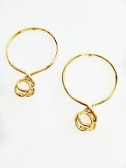 Ucunda Çiçek Yuvarlak Bronz Küpe