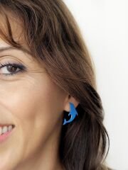 Mavi Boyama Yunus Bronz Küpe