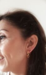 Bordo Mineli Bronz Dal Küpe