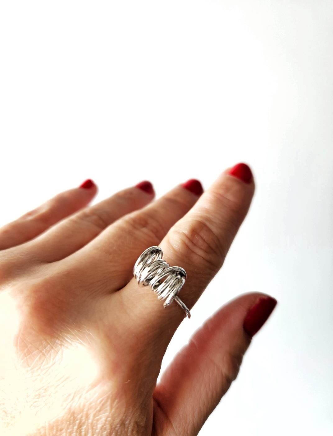 Sarmal Ayarlanabilir Gümüş Yüzük