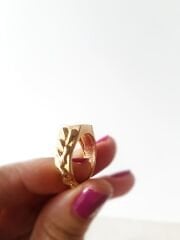 Altın Renk El Yapımı Dokulu Yüzük