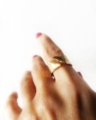 Altın Renk El Yapımı Ayrık Form Yüzük