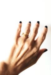 Altın Renk El Yapımı Geometrik Form Yüzük