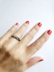 El Yapımı Oksitli Gümüş Renk Büküm Dokulu Yüzük