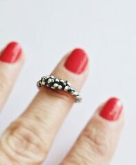 El Yapımı Oksitli Gümüş Renk Büküm Dokulu Yüzük