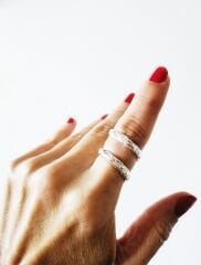 Organik Form Çift Bant Gümüş Yüzük