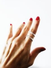 Organik Form Çift Bant Gümüş Yüzük