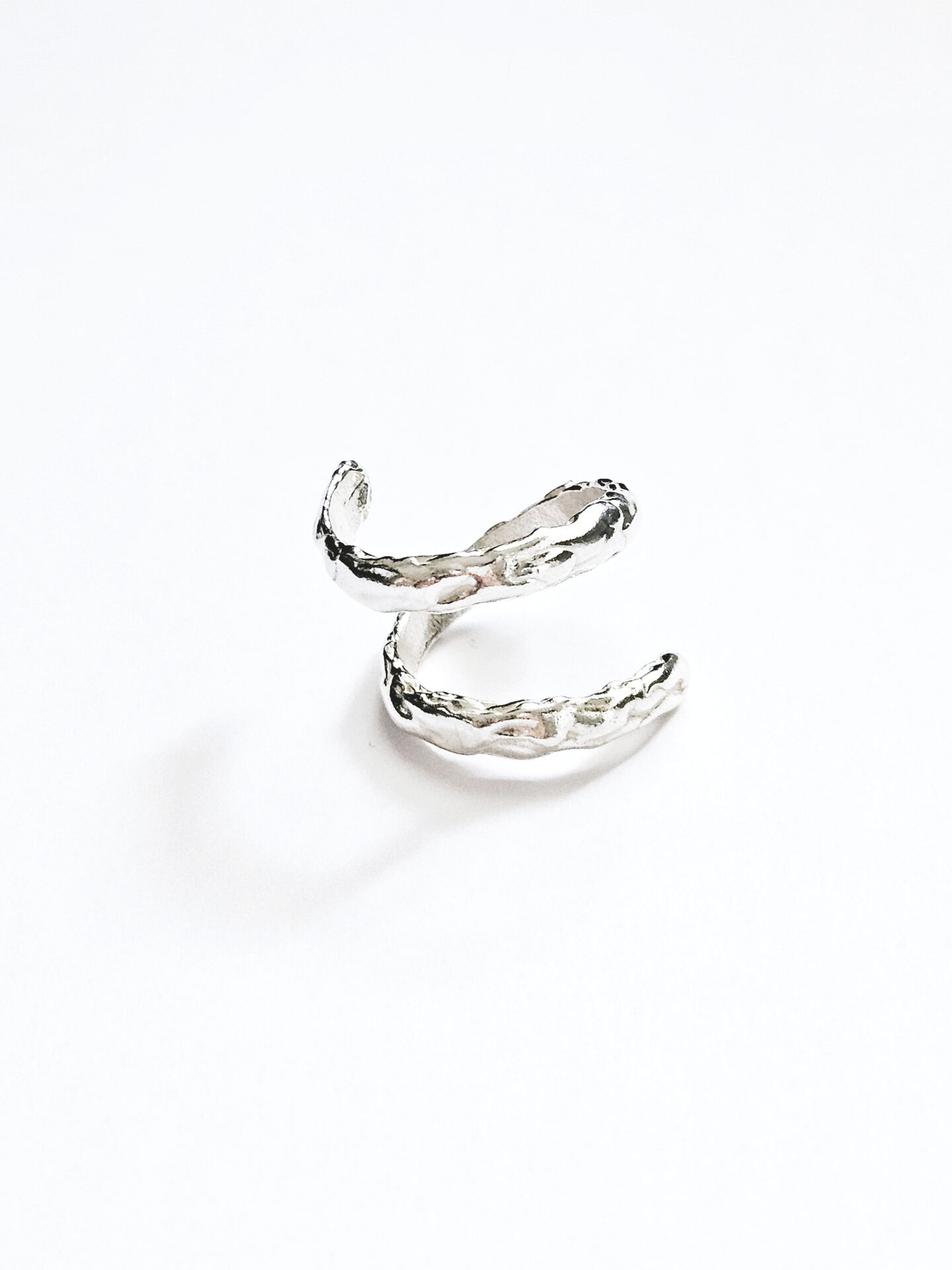 Organik Form Çift Bant Gümüş Yüzük
