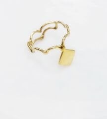 Dalga Formlu El İşçiliği Altın Tasarım Yüzük