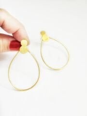 Damla Formlu İnce Halka Tasarım Kadın Küpe