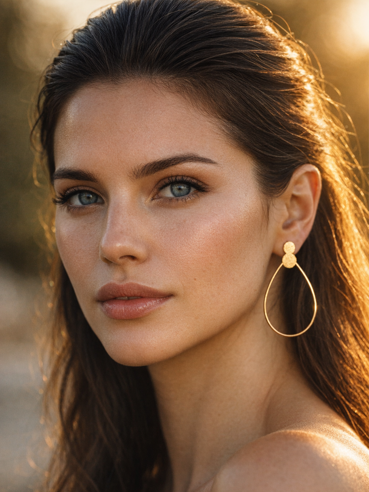 Damla Formlu İnce Halka Tasarım Kadın Küpe