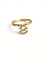 Soyut Form Detaylı El Yapımı Altın Renk Kadın Yüzük